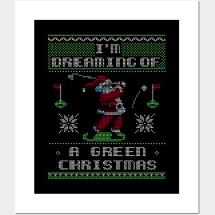 Funny Golf Lover Ugly Sweater - Santa Playing Golf Posters and Art